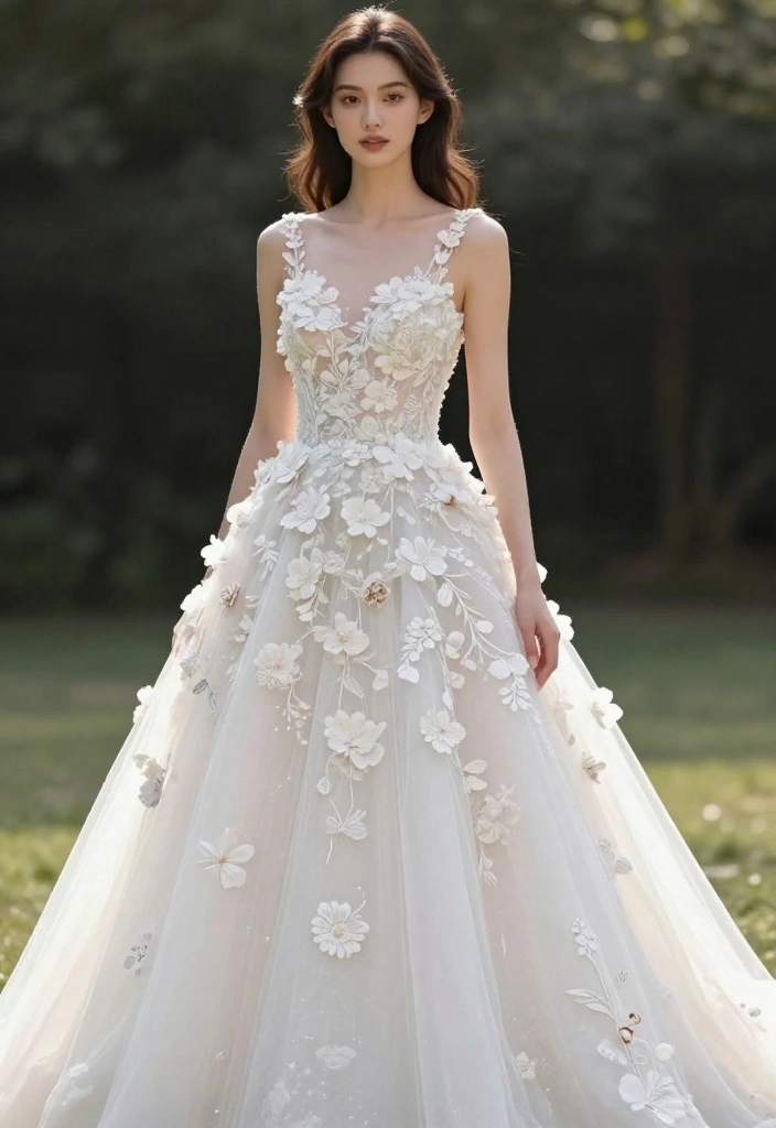 18 Jaw-Dropping Bridal Fashion Trends Featuring Floral Embroidery (Get Ready to Pin #6!) - 10. Floral Embroidery on Gowns with Layers 1