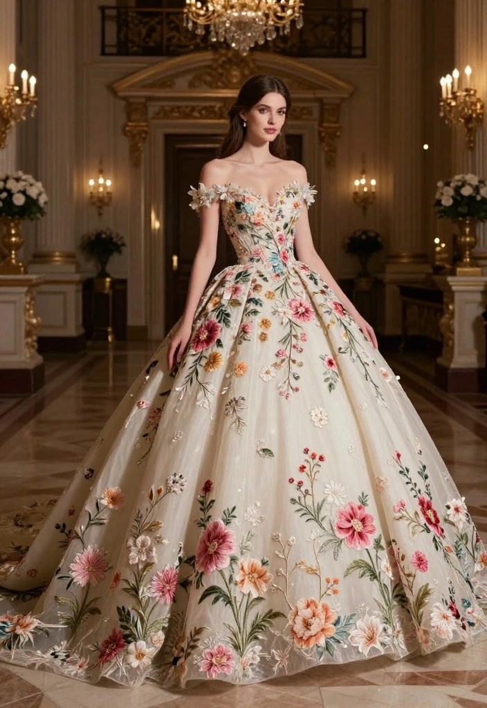 18 Jaw-Dropping Bridal Fashion Trends Featuring Floral Embroidery (Get Ready to Pin #6!) - 11. Floral Embroidery on Ball Gowns 1