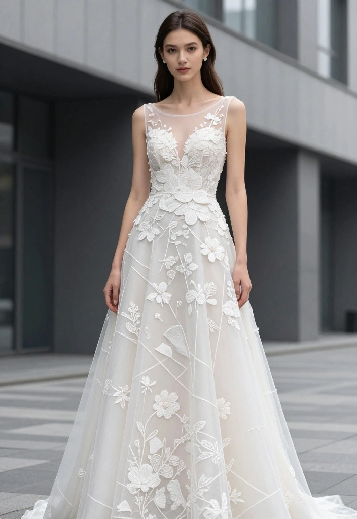 18 Jaw-Dropping Bridal Fashion Trends Featuring Floral Embroidery (Get Ready to Pin #6!) - 12. Floral Embroidery and Geometric Designs 1