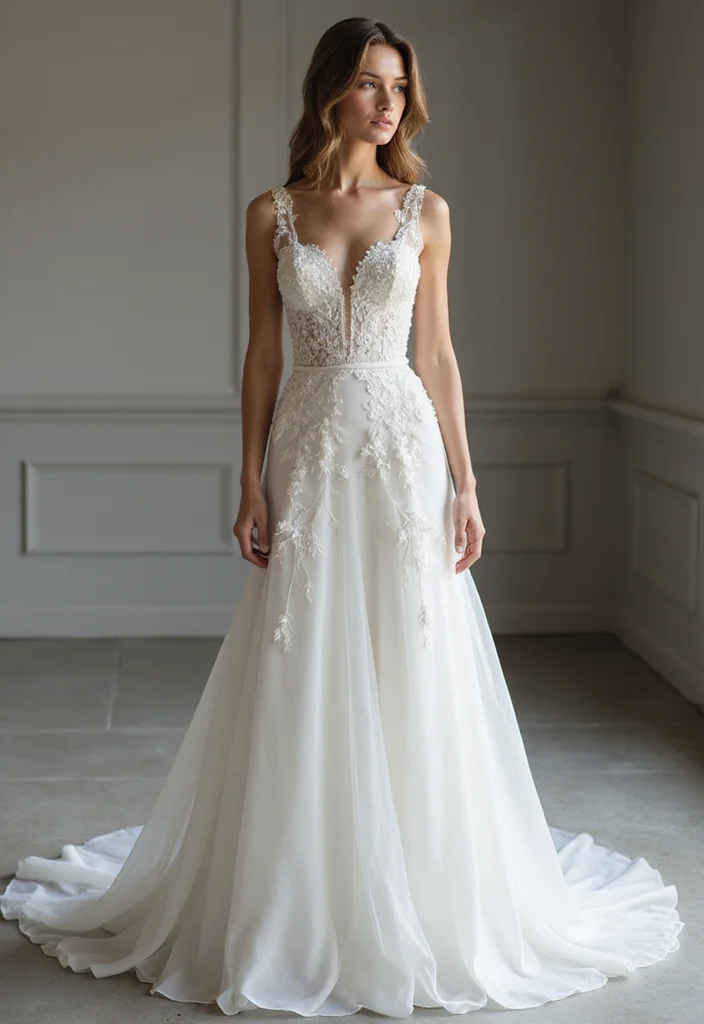 18 Jaw-Dropping Bridal Fashion Trends Featuring Floral Embroidery (Get Ready to Pin #6!) - 13. Floral Embroidery on Minimalist Dresses 1