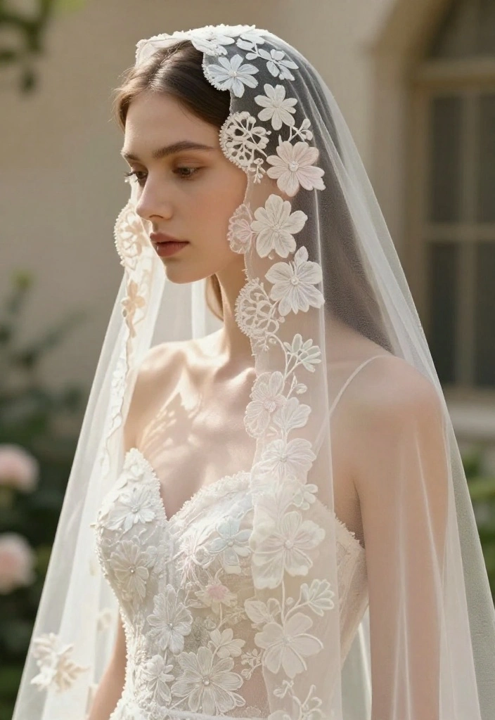 18 Jaw-Dropping Bridal Fashion Trends Featuring Floral Embroidery (Get Ready to Pin #6!) - 16. Floral Accents on Veils 1