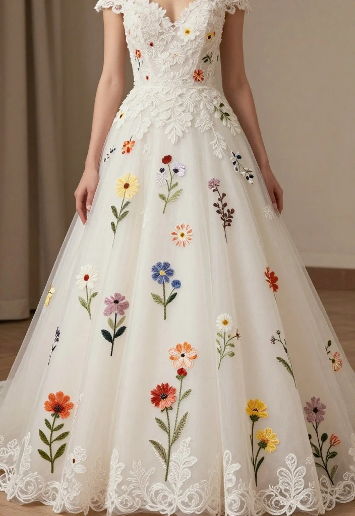 18 Jaw-Dropping Bridal Fashion Trends Featuring Floral Embroidery (Get Ready to Pin #6!) - 18. Personalized Floral Embroidery 1