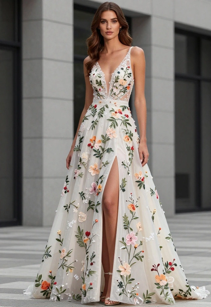 18 Jaw-Dropping Bridal Fashion Trends Featuring Floral Embroidery (Get Ready to Pin #6!) - 5. Floral Embroidery on Daring Cuts 1
