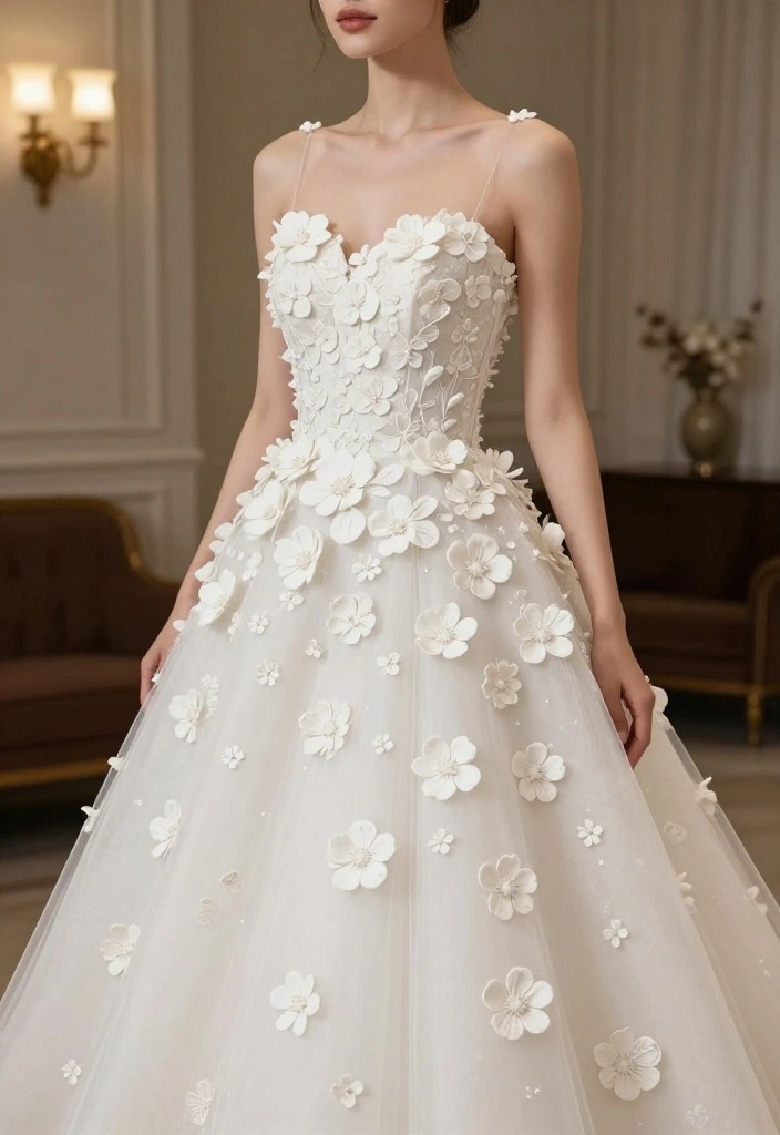 18 Jaw-Dropping Bridal Fashion Trends Featuring Floral Embroidery (Get Ready to Pin #6!) - 6. 3D Floral Embellishments 1