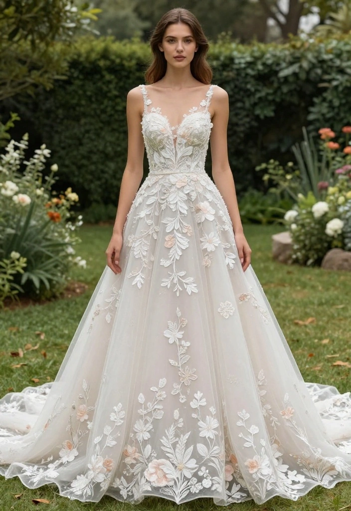 18 Jaw-Dropping Bridal Fashion Trends Featuring Floral Embroidery (Get Ready to Pin #6!) - 9. Cascading Floral Embroidery 1