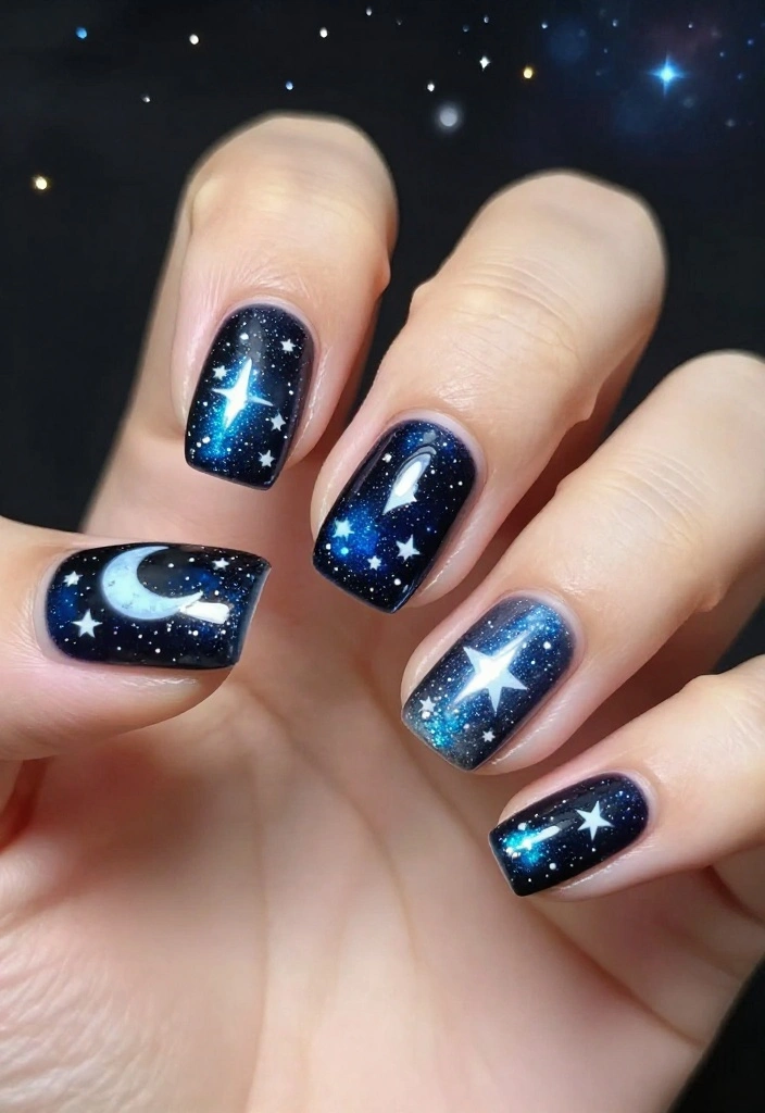 18 Trendy Nail Designs That Will Make Your Friends Jealous (Watch Out for #9!) - 10. Starry Night 1
