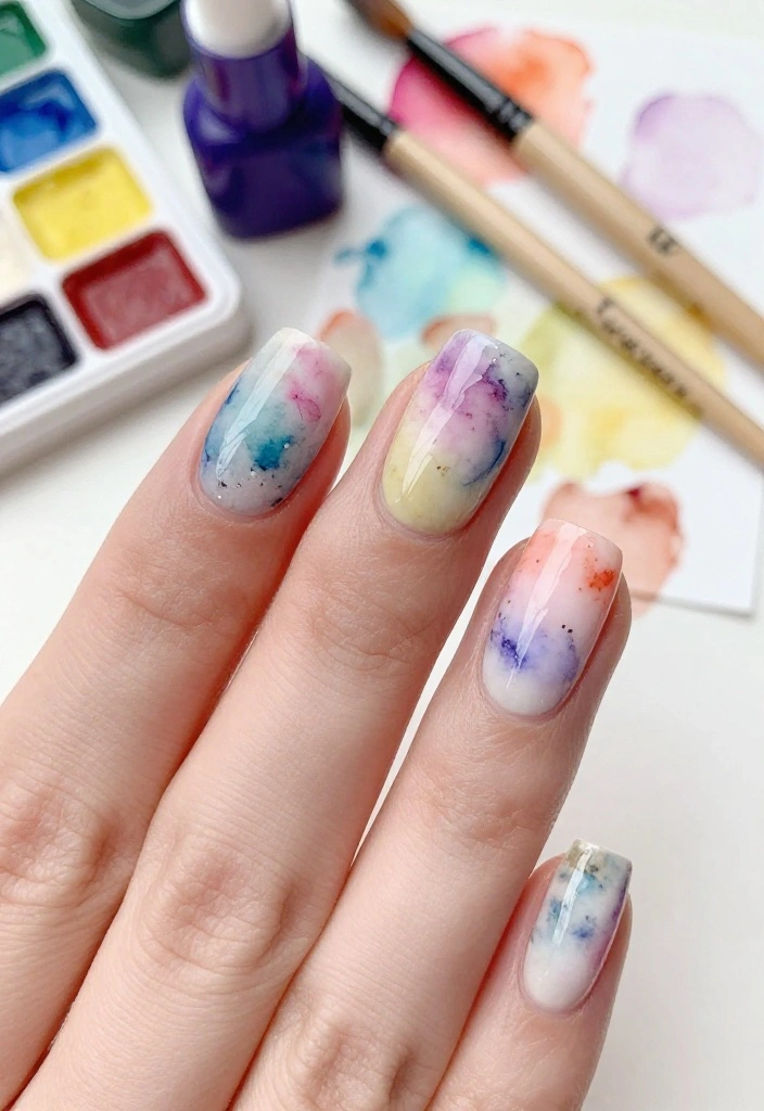 18 Trendy Nail Designs That Will Make Your Friends Jealous (Watch Out for #9!) - 16. Watercolor Wonder 1