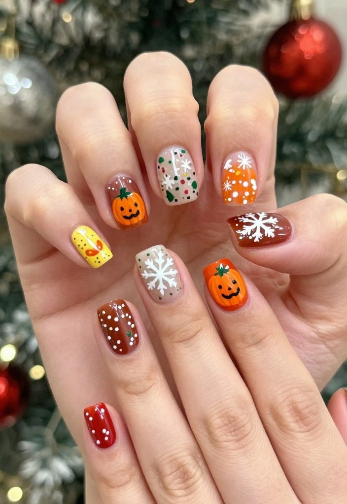 18 Trendy Nail Designs That Will Make Your Friends Jealous (Watch Out for #9!) - 17. Festive Nail Art 1