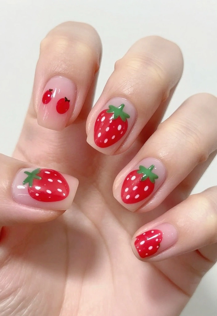 20 Stunning March Nails Ideas to Celebrate Spring (You Won't Believe #15!) - 10. Sweet Strawberry Nail Art 1