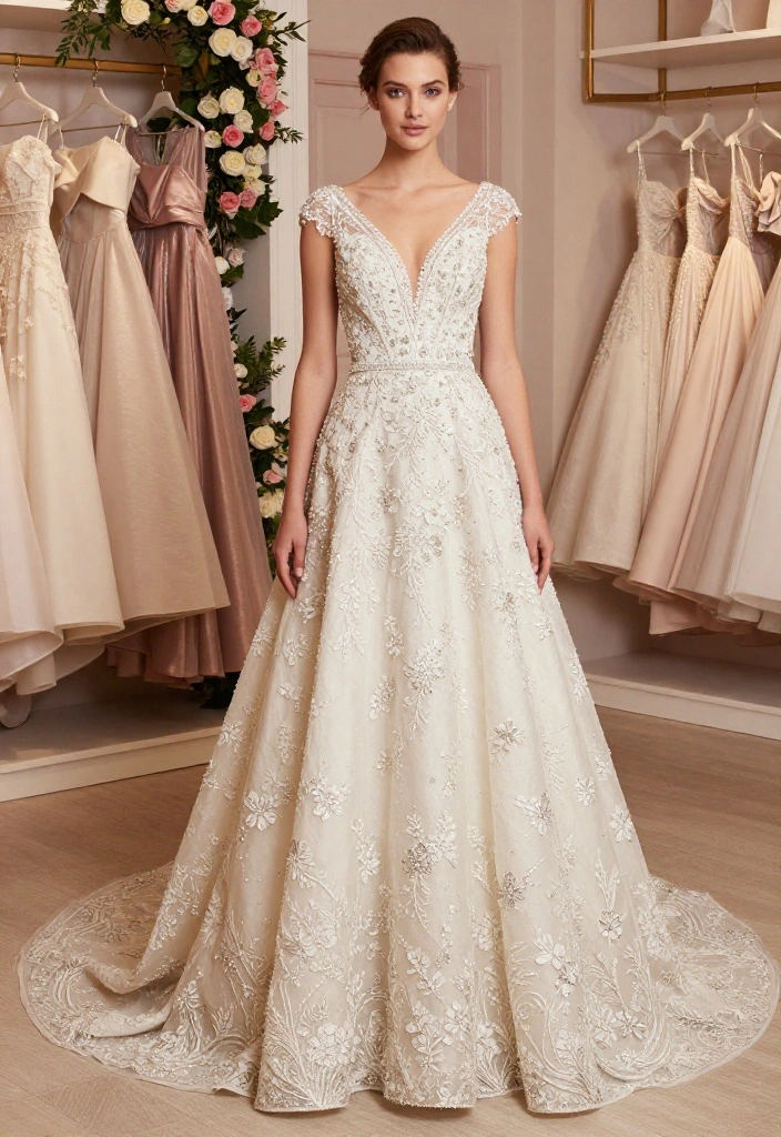 20 Trendy Bridal Dresses for 2026 That Every Fashion-Forward Bride Will Adore! (Wait Until You See #7!) - 10. Innovative Detailing: Beads and Embroidery 1