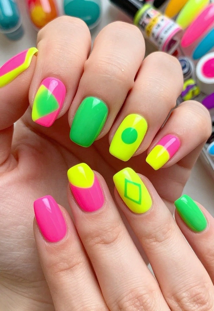 20 Trendy Nail Art Designs You Can DIY at Home (Wait Until You See #11!) - 17. Neon Dreams 1