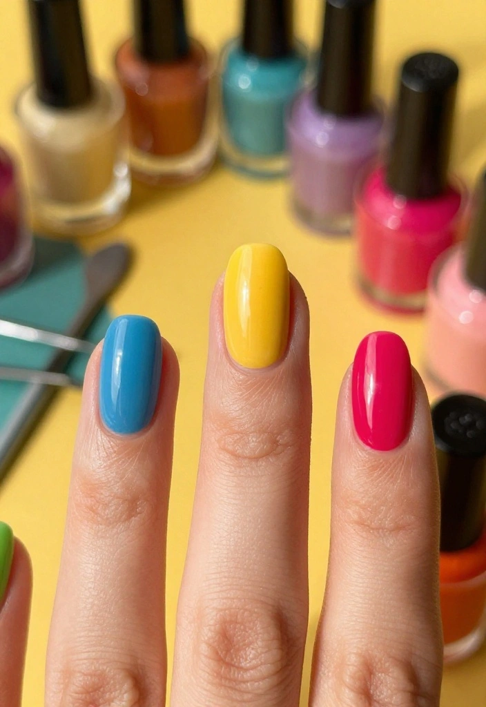 20 Trendy Nail Art Designs You Can DIY at Home (Wait Until You See #11!) - 7. Rainbow Brights 1