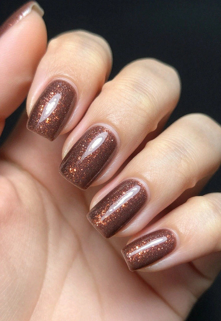21 Stunning Chocolate Brown Nail Designs for 2026 That Will Leave You Speechless! - 11. Chocolate Brown Gradient Glitter 1