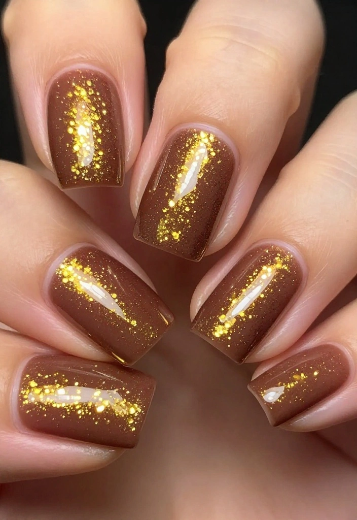 21 Stunning Chocolate Brown Nail Designs for 2026 That Will Leave You Speechless! - 4. Glittering Chocolate Brown Glam 1