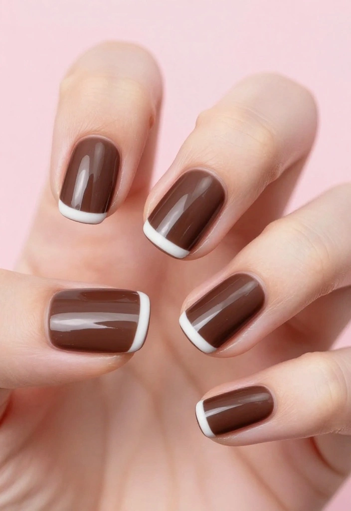 21 Stunning Chocolate Brown Nail Designs for 2026 That Will Leave You Speechless! - 5. Chocolate and White Stripes 1