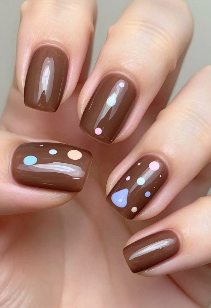 21 Stunning Chocolate Brown Nail Designs for 2026 That Will Leave You Speechless! - 9. Chocolate Brown and Pastel Accents 1