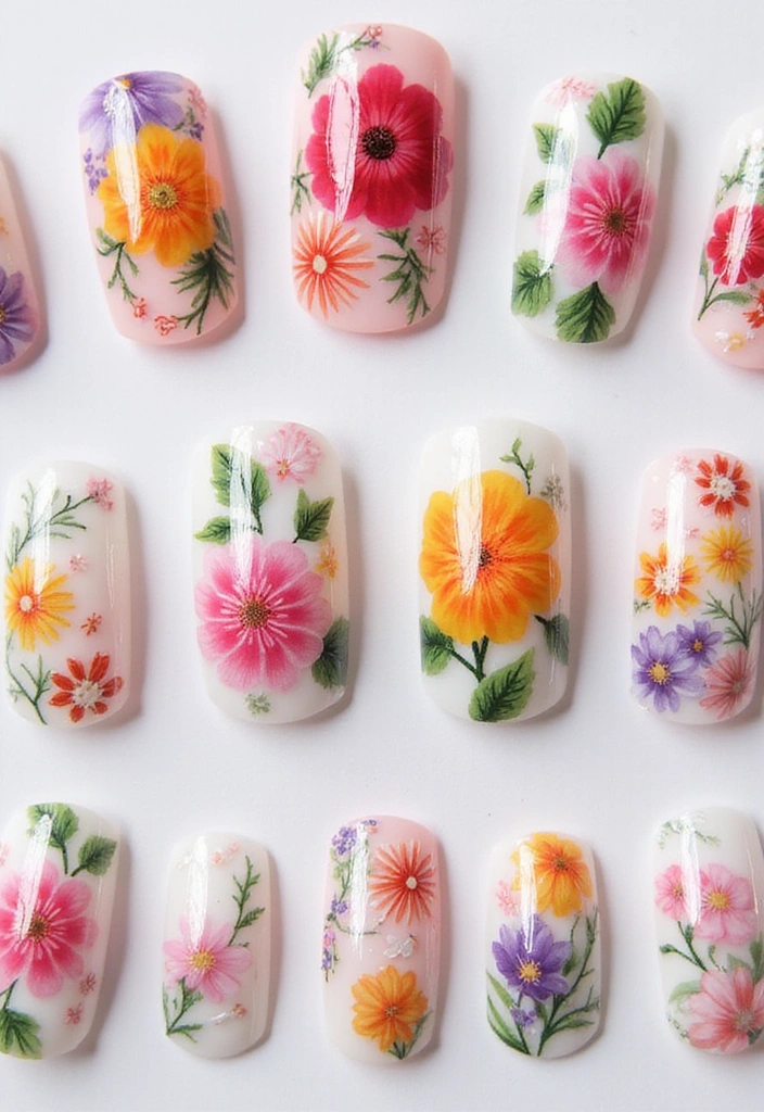 22 Stunning Nail Designs for 2026 That Will Leave You Speechless! - 6. Floral Fantasia 1
