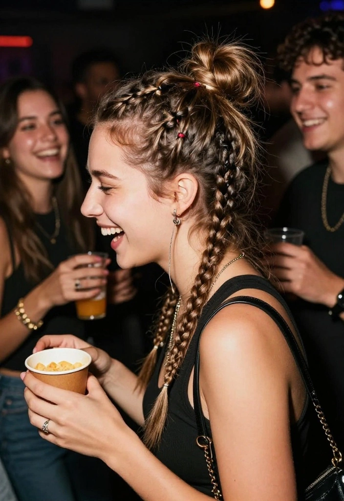 12 Cute Braided Hairstyles That'll Make You the Star of the Party (Watch Out for #9!) - 8. Messy Bun with Braids 1
