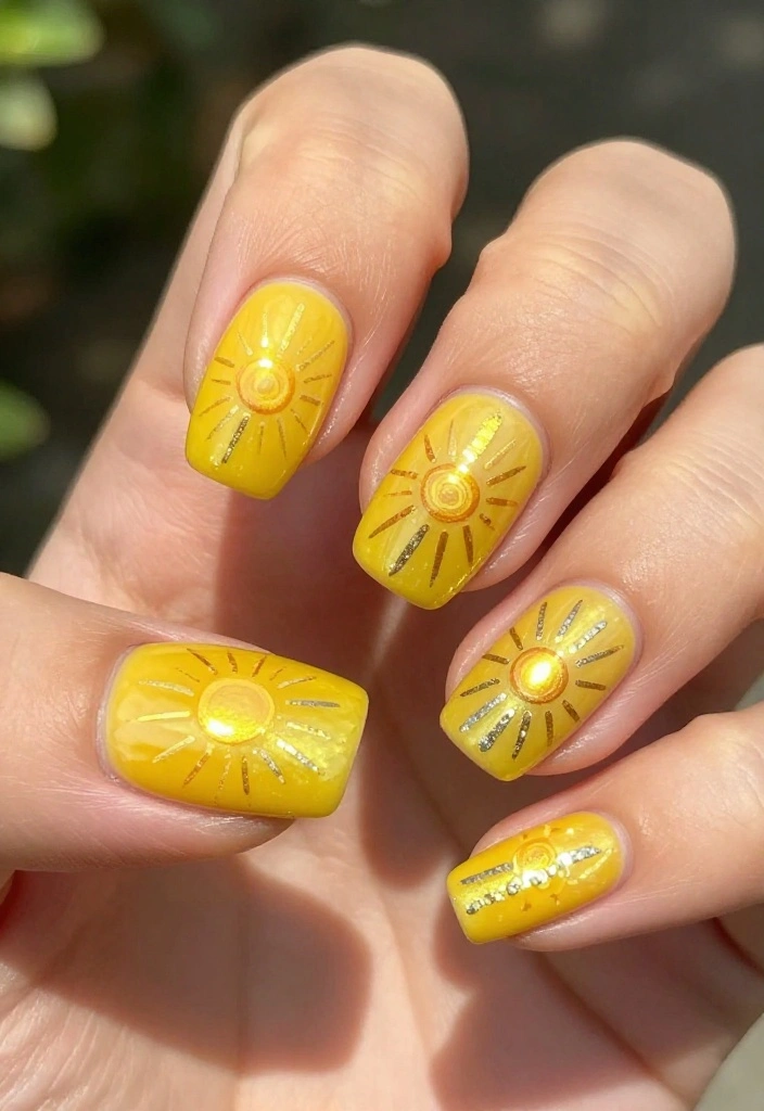 15 Futuristic Nail Designs with Chrome Finishes That Will Turn Heads! - 10. Space Age Sunshine 1