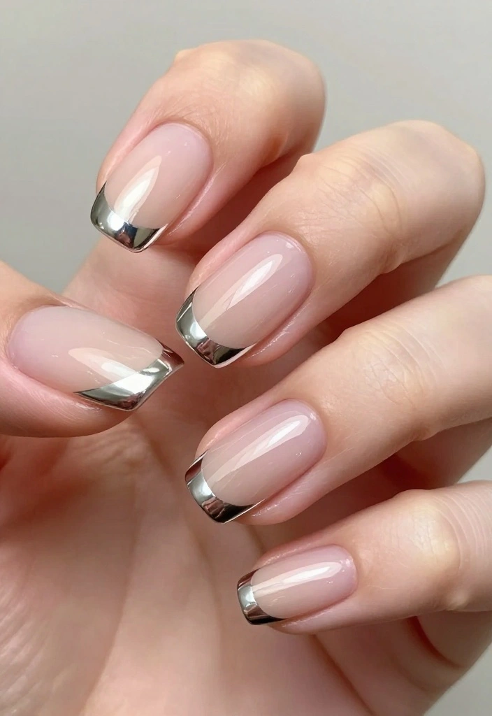 15 Futuristic Nail Designs with Chrome Finishes That Will Turn Heads! - 3. Minimalist Metallic Tips 1