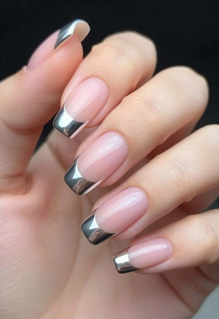 15 Futuristic Nail Designs with Chrome Finishes That Will Turn Heads! - 4. Futuristic French Twist 1