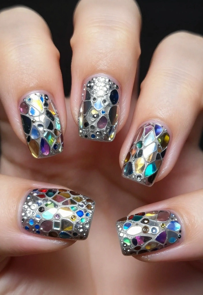 15 Futuristic Nail Designs with Chrome Finishes That Will Turn Heads! - 5. Metallic Mosaic 1