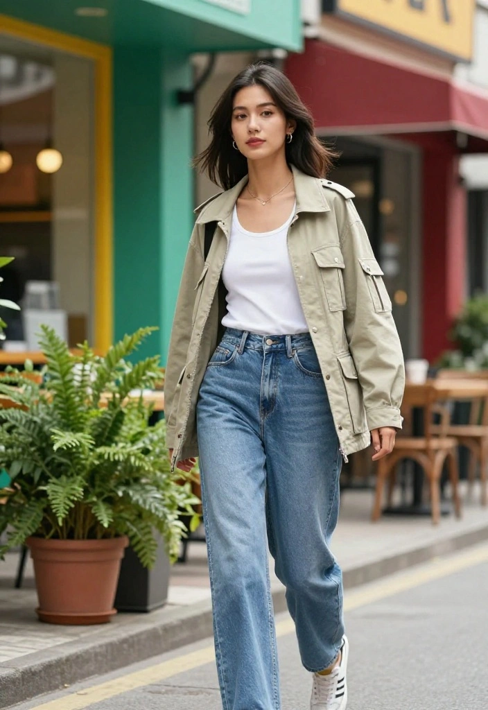 17 Spring Layering Outfits for 2026 (Master the Art of Layering!) - 5. The Trendy Utility Jacket 1
