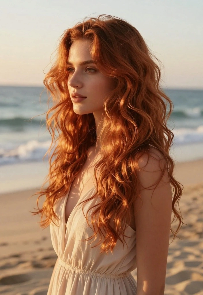 18 Soft Copper Hairstyles That Are Effortlessly Chic (You Won't Believe #4!) - 1. Effortless Beach Waves 1