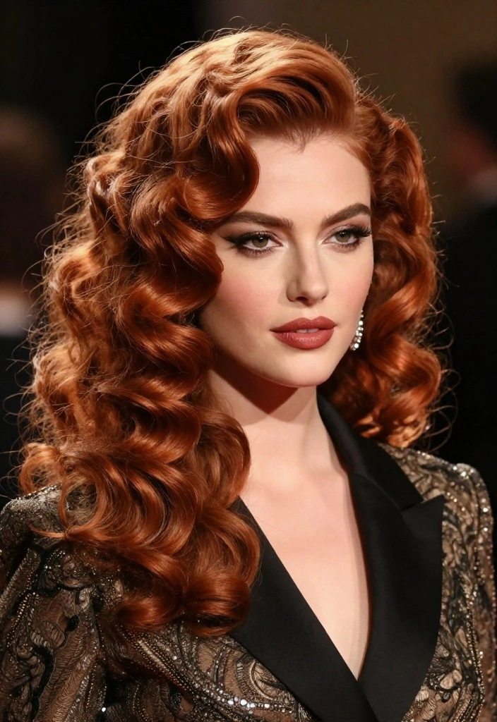 18 Soft Copper Hairstyles That Are Effortlessly Chic (You Won't Believe #4!) - 14. Vintage Glam Curls 1