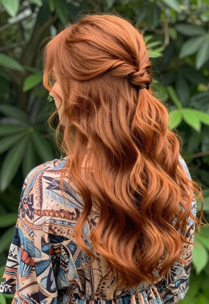 18 Soft Copper Hairstyles That Are Effortlessly Chic (You Won't Believe #4!) - 5. Bohemian Half-Up Style 1