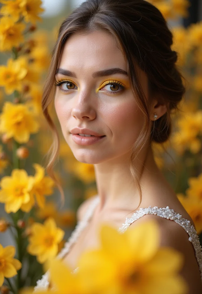 19 Bold Spring Bride Makeup Looks That Will Turn Heads (Warning: #6 Is Not for the Shy!) - 12. Sunny Yellow Shadow 1