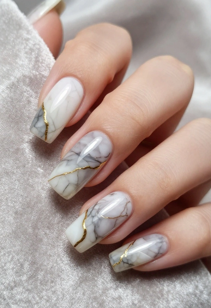 20 Stunning Press-On Nails Styles That Will Leave You Breathless (You'll Want #6!) - 1. Elegant Marble 1