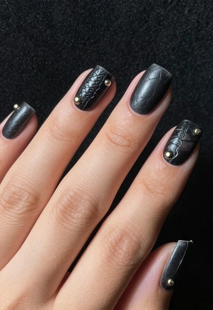 20 Stunning Press-On Nails Styles That Will Leave You Breathless (You'll Want #6!) - 11. Edgy Leather 1