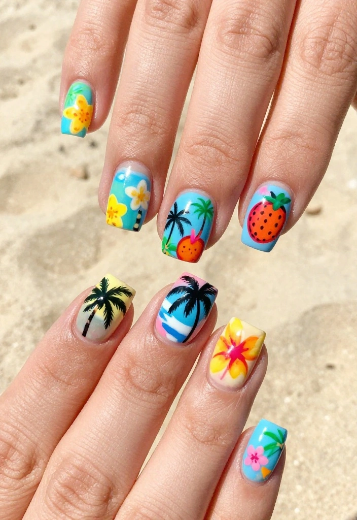 20 Stunning Press-On Nails Styles That Will Leave You Breathless (You'll Want #6!) - 16. Tropical Paradise 1