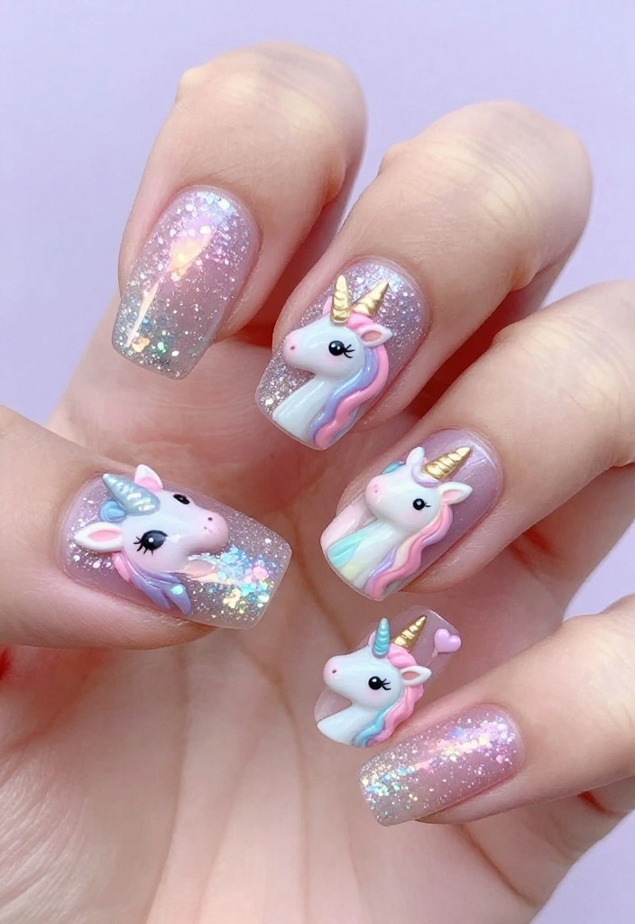 20 Stunning Press-On Nails Styles That Will Leave You Breathless (You'll Want #6!) - 17. Mystical Unicorn 1