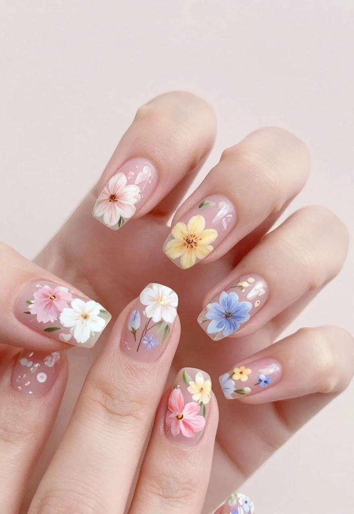 20 Stunning Press-On Nails Styles That Will Leave You Breathless (You'll Want #6!) - 3. Floral Elegance 1