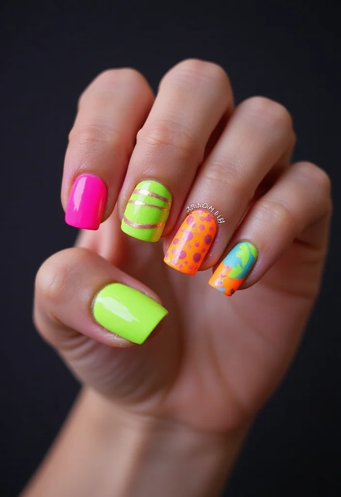 20 Stunning Press-On Nails Styles That Will Leave You Breathless (You'll Want #6!) - 5. Neon Vibes 1