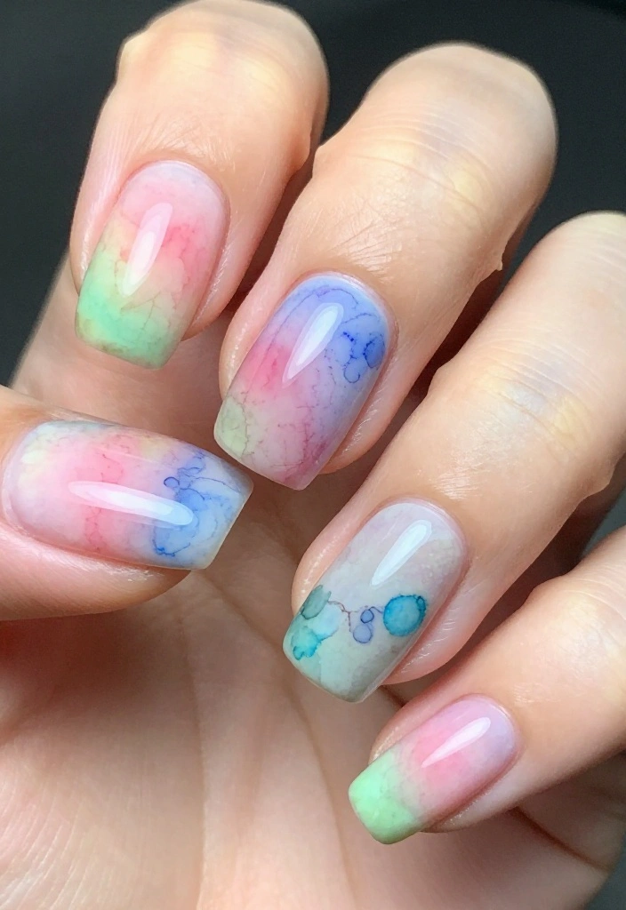 20 Stunning Press-On Nails Styles That Will Leave You Breathless (You'll Want #6!) - 8. Artistic Watercolors 1
