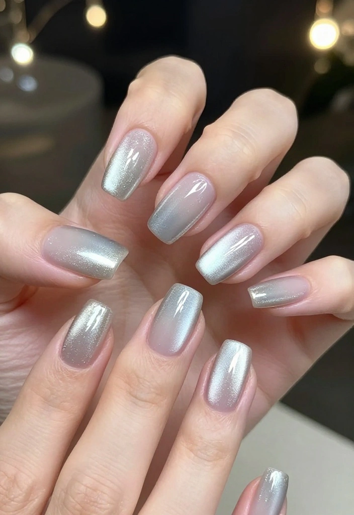 21 Aura Nails Color Inspirations that Will Leave You Breathless (Especially #14!) - 12. Subtle Silver Shimmer 1