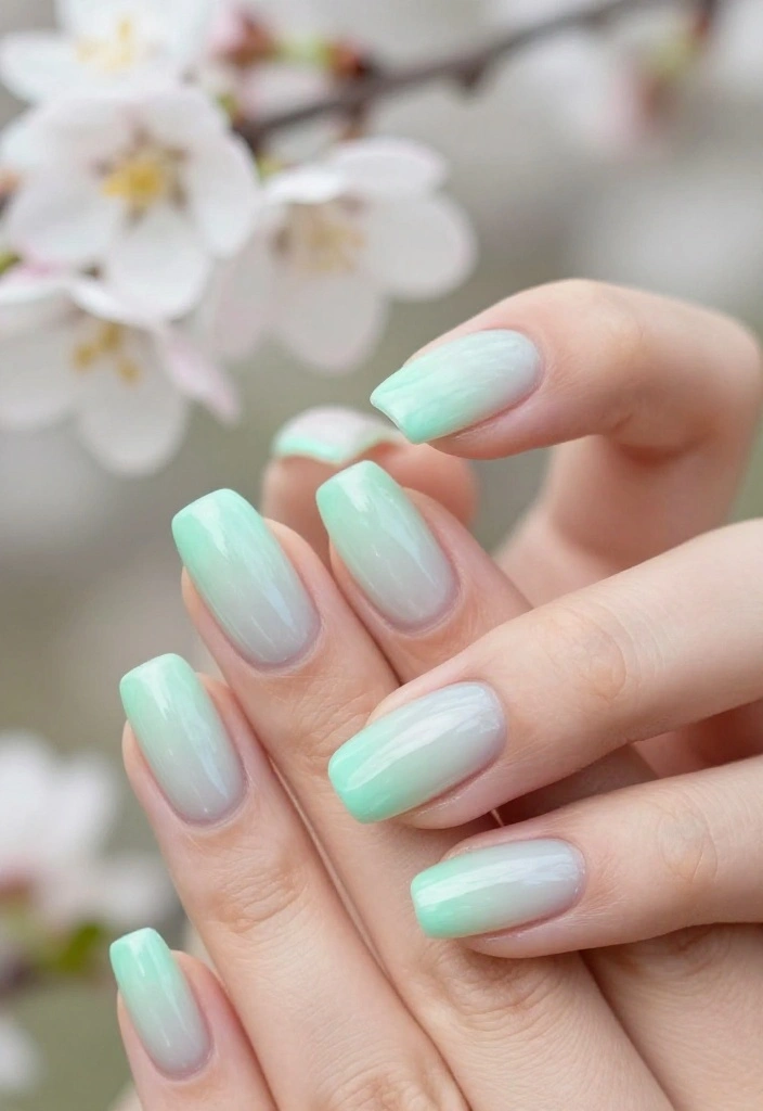 21 Aura Nails Color Inspirations that Will Leave You Breathless (Especially #14!) - 19. Gentle Mint Mist 1