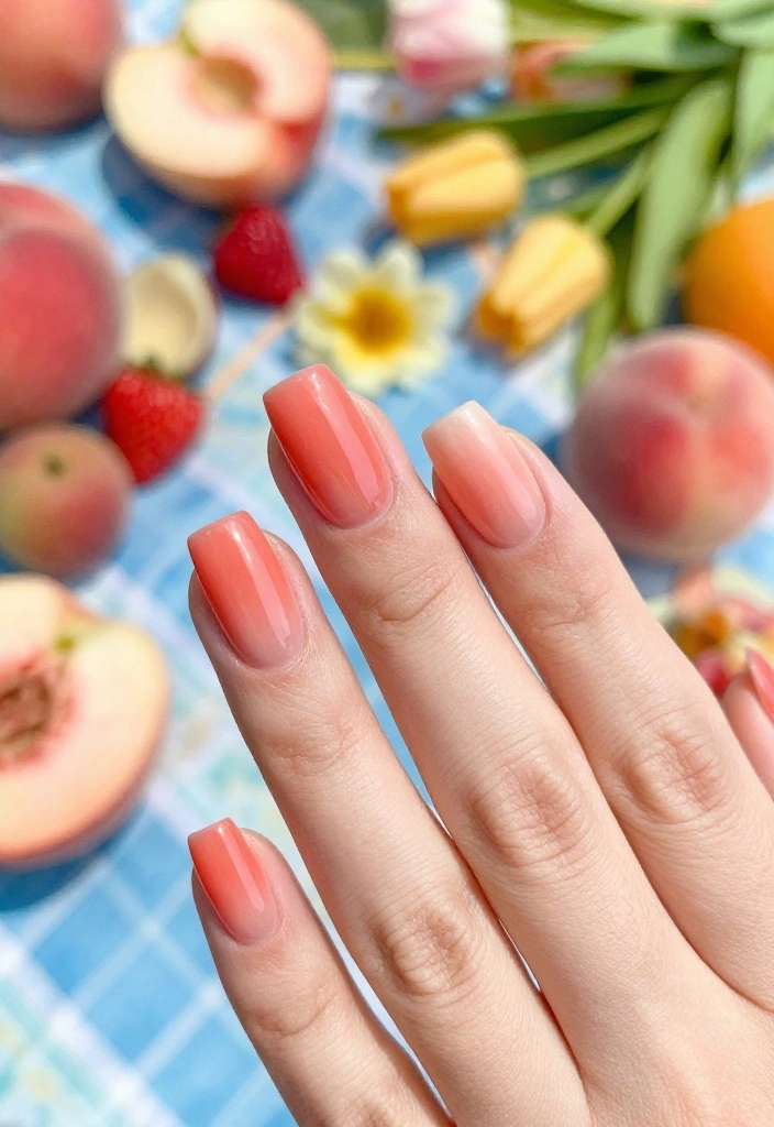 21 Aura Nails Color Inspirations that Will Leave You Breathless (Especially #14!) - 3. Sweet Peachy Glow 1