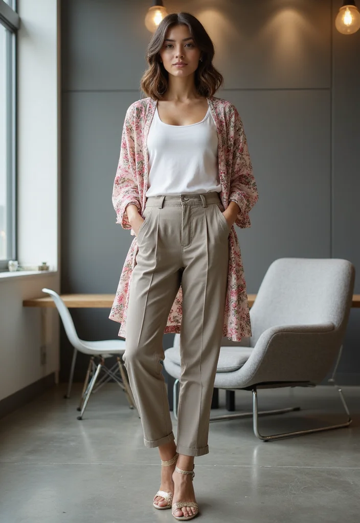 21 Stylish Spring Work Outfits That Will Turn Heads at the Office (You Won't Believe #5!) - 19. Breezy Kimonos and Tanks 1