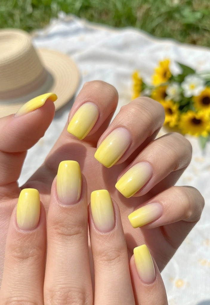 Pro Tips: Creative Yellow Acrylic Nail Designs You Need to Try This Season! - 1. Sunny Ombre Delight 1