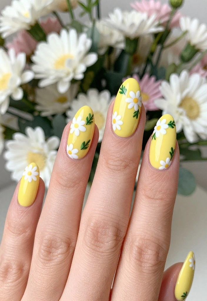 Pro Tips: Creative Yellow Acrylic Nail Designs You Need to Try This Season! - 2. Floral Frenzy 1