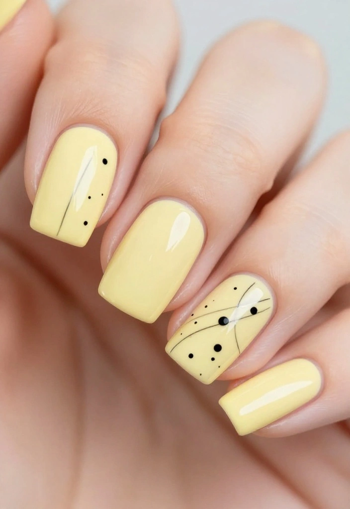 Pro Tips: Creative Yellow Acrylic Nail Designs You Need to Try This Season! - 6. Minimalist Lines 1