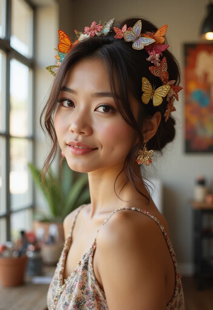 15 Stunning Butterfly Layer Hairstyles for Long Hair You Need to Try Now! - 15. Butterfly Layers with Accessories 1
