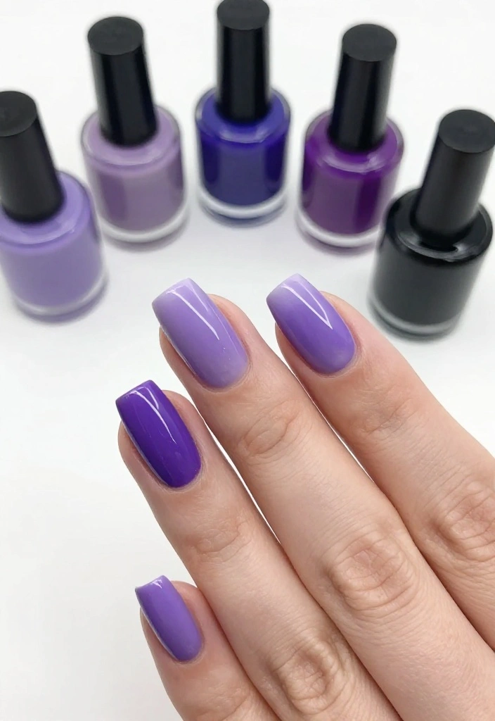 17 Trendy Purple and Black Manicure Ideas to Try Right Now (Number 9 Is a Must!) - 1. Elegant Purple Ombre 1