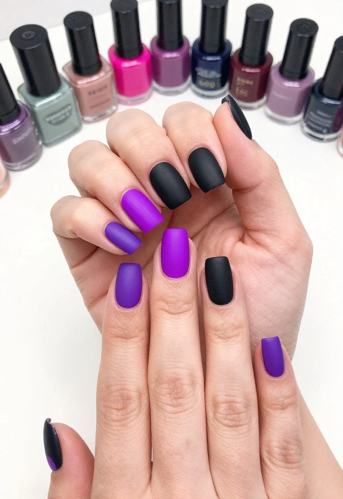 17 Trendy Purple and Black Manicure Ideas to Try Right Now (Number 9 Is a Must!) - 15. Neon Accents 1
