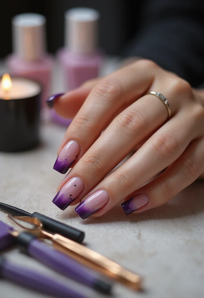 17 Trendy Purple and Black Manicure Ideas to Try Right Now (Number 9 Is a Must!) - 5. French Twist 1