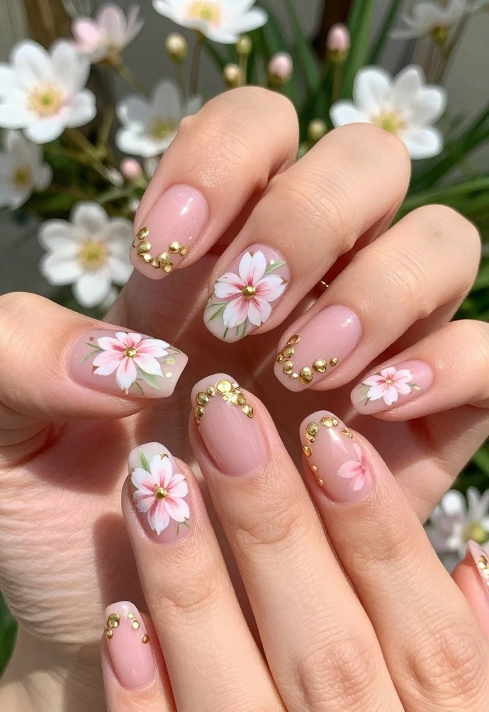 18 Fuchsia and Gold Nail Art Ideas Perfect for Spring Glam! - 1. Floral Elegance 1